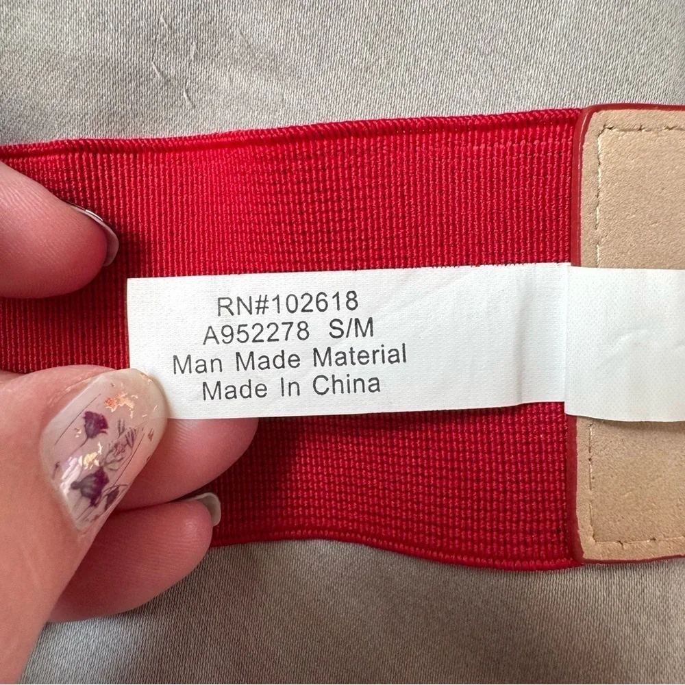 Kohl's Red and Black Belt with Geometric Buckle
